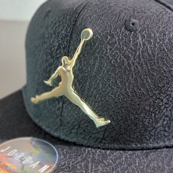 Air Jordan 1 2 3 4 5 6 8 11 12 OG Retro Bred Playoffs Snapback Hat Black Gold - Picture 4 of 10